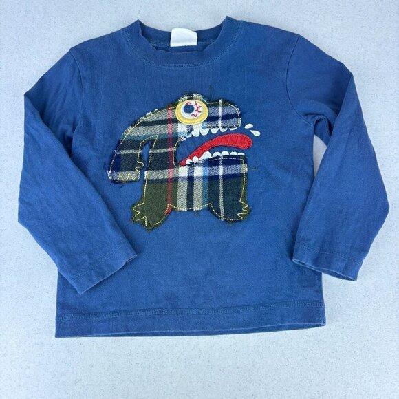 Mini Boden Blue Monster Long Sleeve Tee 2-3Y - Picture 1 of 6
